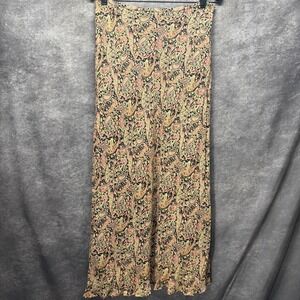 VTG Y2K Ann Taylor 100% Silk Paisley Maxi Skirt Sz 8P Fairy Black Pink Coquette
